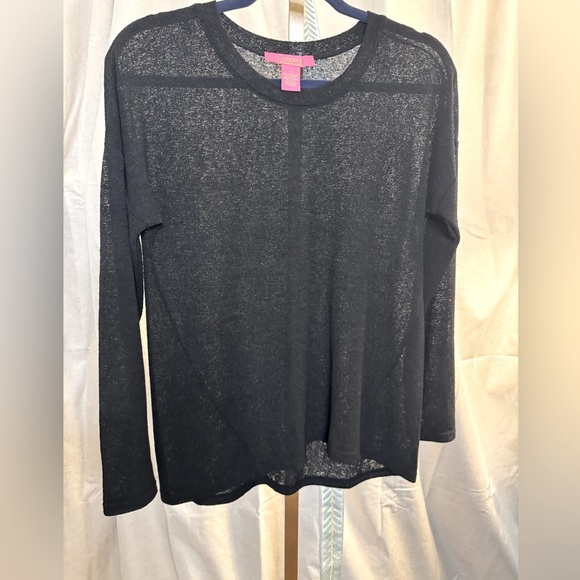 Catherine Malandrino Black Long Sleeve Textured Round Neck Top SZ S - Picture 2 of 7